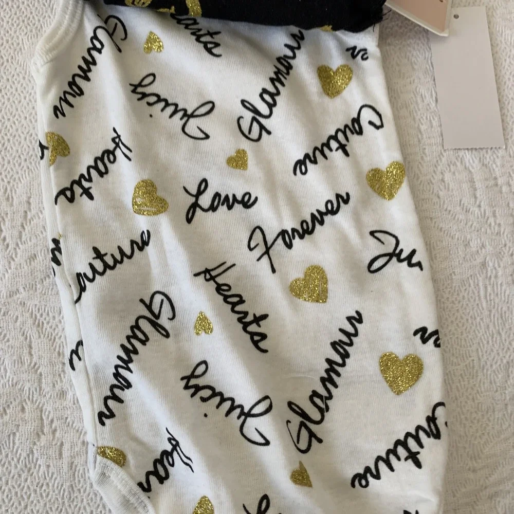 Juicy Couture Baby Girl 3 Piece Tank‎ Top Bodysuit Set~Black, Gray, Ivory & Gold